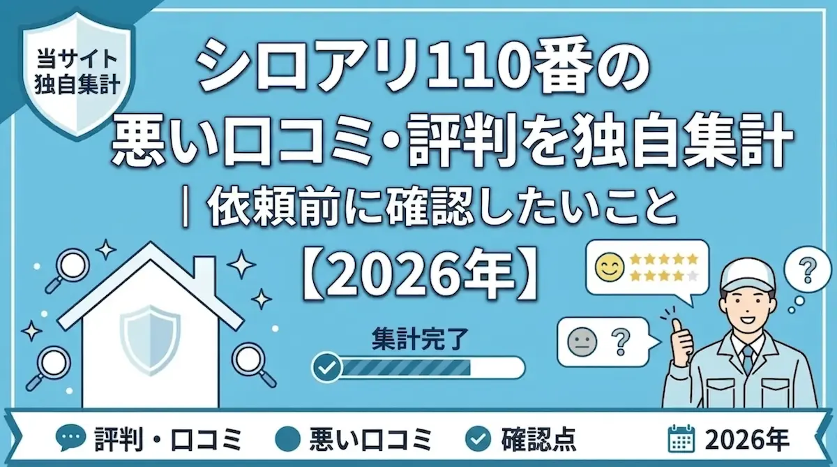 シロアリ110番の評判・口コミを独自集計した結果を示すアイキャッチ画像